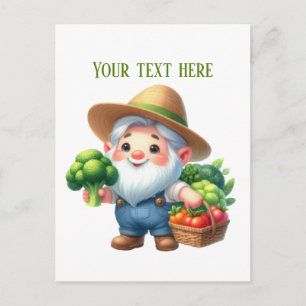 Carte Postale Nain de jardin mignon personnalisable avec légumes