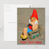 Carte Postale Nain de jardin prenant un bain de soleil (Devant / Derrière)