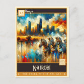 Carte Postale Nairobi, Kenya | Peinture Vintage (Devant)