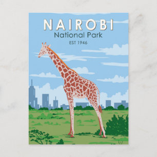 Carte Postale Nairobi National Park Giraffe Travel Art Vintage