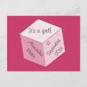 Carte postale - Naissance d'une fille (Devant)