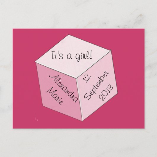 Carte postale - Naissance d'une fille (Devant)