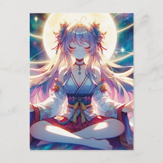 Carte Postale Namaste Anime Girl Meditating (Devant)