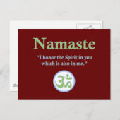Carte Postale Namaste - avec citation et symbole Om (Devant / Derrière)