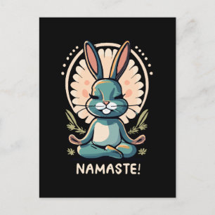 Carte Postale namaste bunny yoga méditation lapin