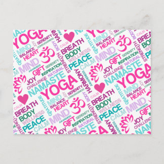 Carte Postale Namaste, Paix et Harmonie rose YOGA Motif