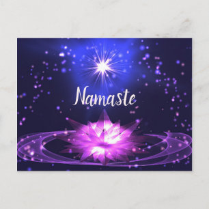 Carte Postale Namaste Spirituel Purple Crystal Lotus Stars