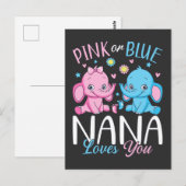 Carte Postale Nana t'aime éléphant bébé rose ou bleu (Devant / Derrière)