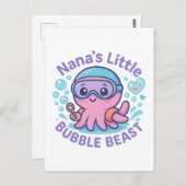 Carte Postale Nana's Little Bubble Beast mignon Octopus (Devant / Derrière)
