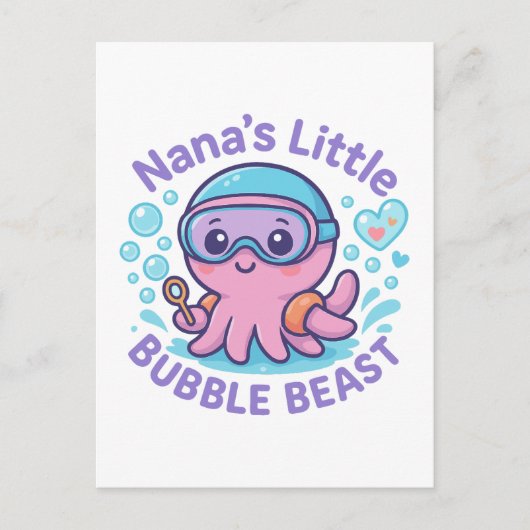 Carte Postale Nana's Little Bubble Beast mignon Octopus (Devant)