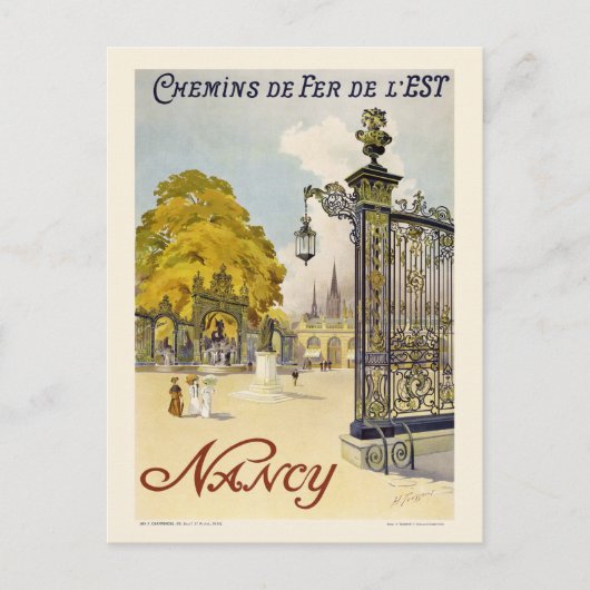 Carte Postale Nancy France Poster vintage 1908 (Devant)