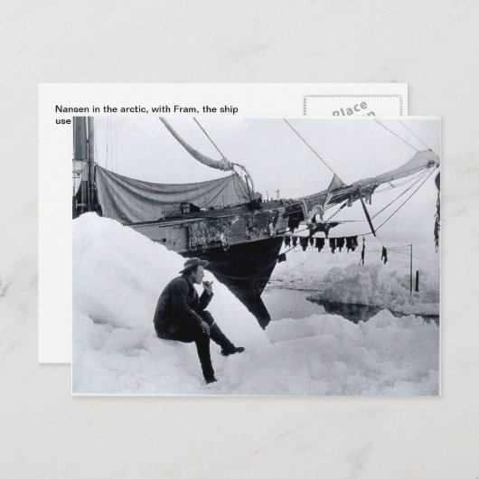 Carte Postale Nansen dans l'arctique, avec Fram (Devant / Derrière)