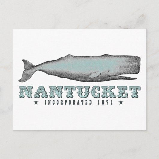 Carte Postale Nantucket Baleine vintage Massachusetts Inc 1671 (Devant)