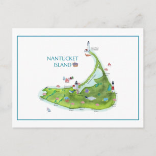 Carte Postale Nantucket Island peint à la main