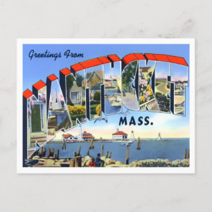 Carte Postale Nantucket, Massachusetts Vintages grandes lettres