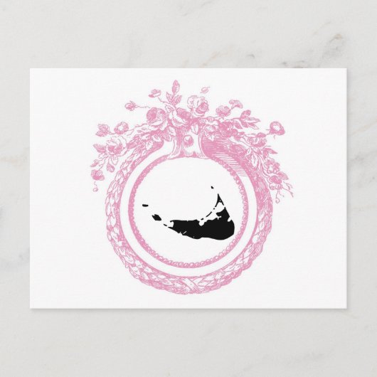 Carte Postale Nantucket rose et noir (Devant)