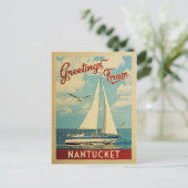 Carte Postale Nantucket Vintage voyage de bateau à voile Massach (Debout devant)