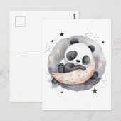 Carte Postale Nap Aquarelle Bébé Panda Ours (Devant / Derrière)