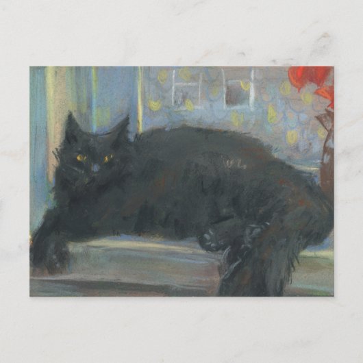 Carte Postale Nap Interrompu, Peinture Impressionniste Chat Noir (Devant)