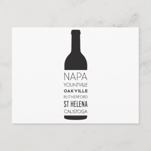 Carte Postale Napa Valley Cities Wine Bottle