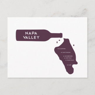 Carte Postale Napa Valley Cities Wine Bottle Spill Logo