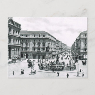 Carte Postale Naples, 1908, Centre-ville et rond-point