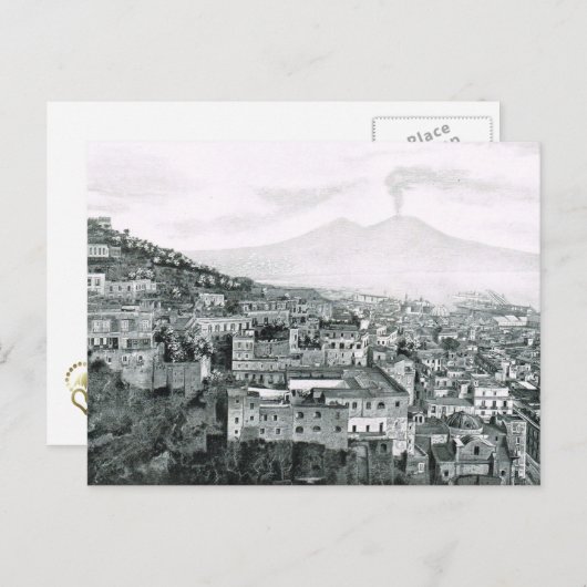 Carte Postale Naples, 1908, Ville et Vésuve (Devant / Derrière)