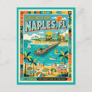 Carte Postale Naples FL Côte du Golfe Rétro Années 60 Fantaisist