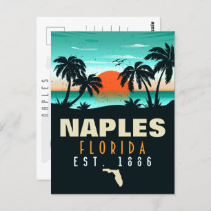 Carte Postale Naples Florida Beach Retro Sunset Souvenirs 60s