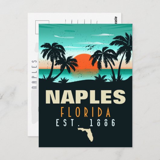 Carte Postale Naples Florida Beach Retro Sunset Souvenirs 60s (Devant / Derrière)