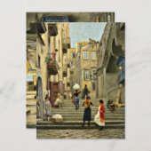 Carte Postale Naples Street Scene - Paul G. Fischer peinture, (Devant / Derrière)
