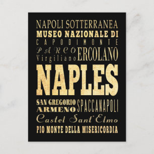 Carte Postale Naples Ville d'Italie Typographie Art