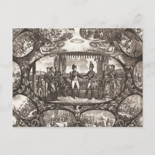 Carte Postale Napoléon Bonaparte et Tsar Alexander I à Tilsit (Devant)