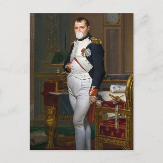 Carte Postale Napoléon Bonaparte soufflant une gomme à bulle bla (Devant)