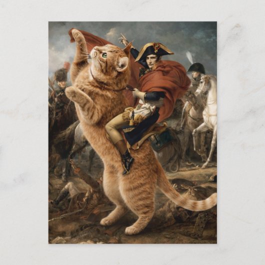 Carte Postale Napoléon chevauchant un chat de bataille géant     (Devant)