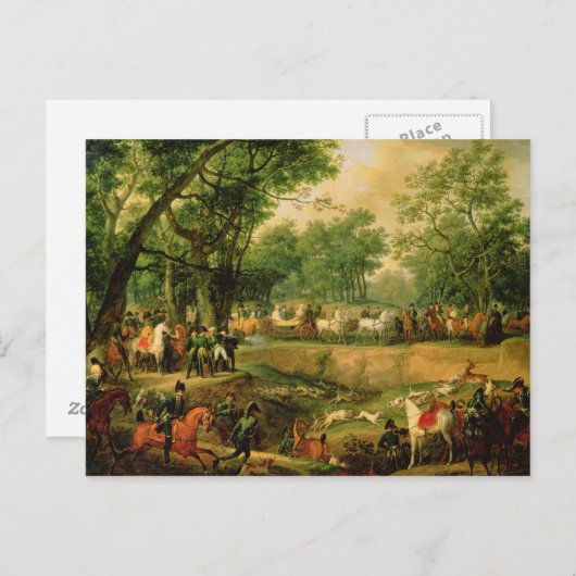Carte Postale Napoléon en chasse dans la forêt Compiegne, 1811 (Devant / Derrière)