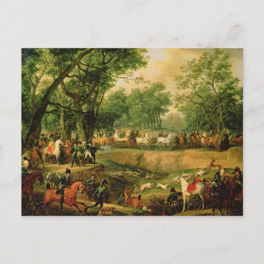 Carte Postale Napoléon en chasse dans la forêt Compiegne, 1811 (Devant)