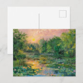 Carte Postale Nappes d'eau par Claude Monet, coucher du soleil, (Devant / Derrière)