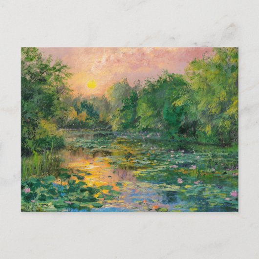 Carte Postale Nappes d'eau par Claude Monet, coucher du soleil, (Devant)