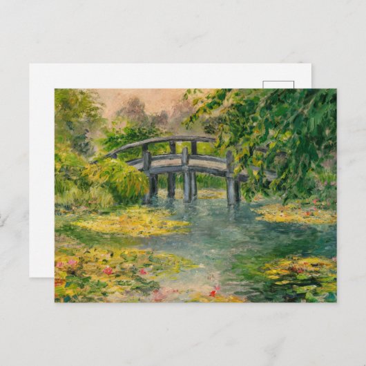 Carte Postale Nappes d'eau par Claude Monet, Pont, Coucher de so (Devant / Derrière)
