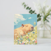 Carte Postale Napping Capybara in Colorful Wildflower Meadow (Debout devant)