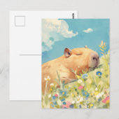 Carte Postale Napping Capybara in Colorful Wildflower Meadow (Devant / Derrière)