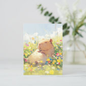 Carte Postale Napping Capybara in Wildflower Summer Meadow (Debout devant)