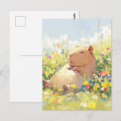 Carte Postale Napping Capybara in Wildflower Summer Meadow (Devant / Derrière)