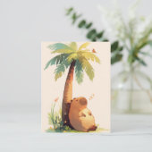 Carte Postale Napping Capybara Under Tropical Palm Tree (Debout devant)