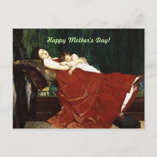 Carte Postale Napping Mère et enfant Retro Look (Devant)