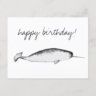 Carte Postale Narhwal Unicorn Illustration Anniversaire de l'amo