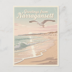 Carte Postale Narragansett, Rhode Island – Vagues côtières