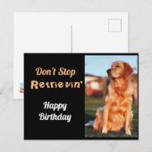 Carte Postale N'arrêtez pas de récupérer Anniversaire Golden Ret (Devant / Derrière)