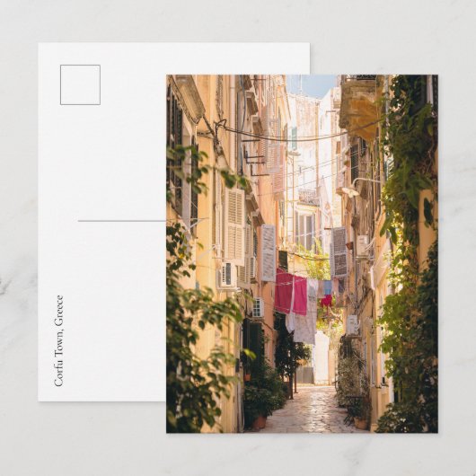 Carte Postale Narrow streets of old Corfu Town (Devant / Derrière)